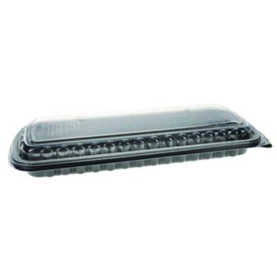 Pactiv Evergreen MealMaster Rib Container Base/Lid, 16.6 x 7.3 x 2.3, Black/Clear, Plastic, 80/Carton (YCNC167000DZ)