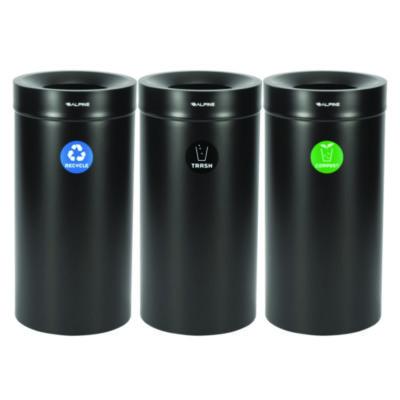 Alpine Industries 27 Gallon Black Stainless Steel Compost Bin, Recycling Can and Trash Receptacle (47527BLKRTCO)