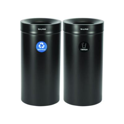 Alpine Industries 27 Gallon Black Stainless Steel Recycling Can and Trash Receptacle (47527BLKRT)