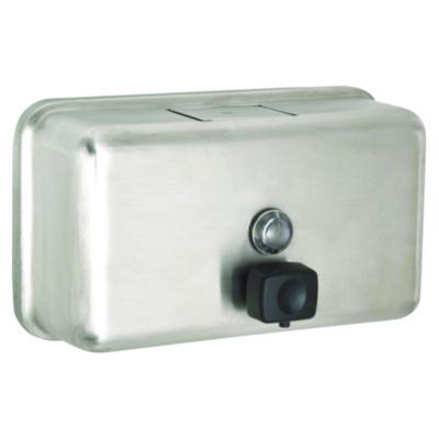 Alpine Industries Horizontal Manual Surface-Mounted Stainless Steel Liquid Soap Dispenser, 40 oz, 2.8 x 8.1 x 4.8, Brushed Stainless Steel (ALP424SSB)