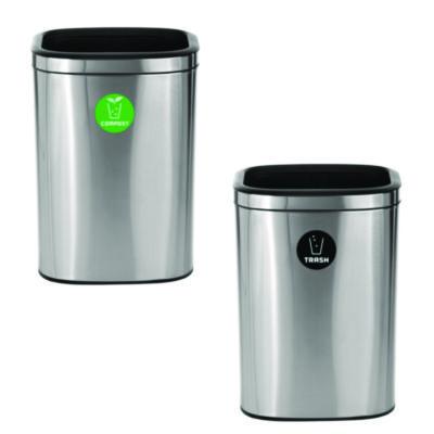 Alpine Industries 10.5 Gallon Compost and Trash Station, Brushed Stainless Steel (ALP47040LCOT)