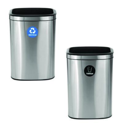 Alpine Industries 10.5 Gallon Recycle and Trash Station, Brushed Stainless Steel (ALP47040LRT)
