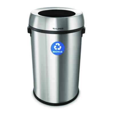 Alpine Industries 17 Gallon Stainless Steel Open Top Recycling Bin Receptacle (ALP47065LR)