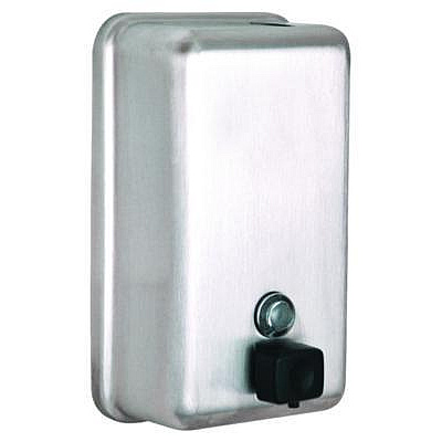 Alpine Industries Vertical Manual Surface-Mounted Stainless Steel Liquid Soap Dispenser, 40 oz, 2.8 x 4.8 x 8.1, Brushed Stainless Steel (ALP423SSB)