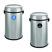 Alpine Industries 17 Gallon Stainless Steel Indoor Recycling Receptacle and Trash Station Swivel Lids (ALP47065L1RT)
