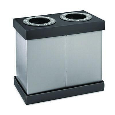 Alpine Industries 28 Gal Indoor Trash Can and Recycling Bin, Corrugated Polypropylene, Gray, 2 Bin (ALP47102BLK)