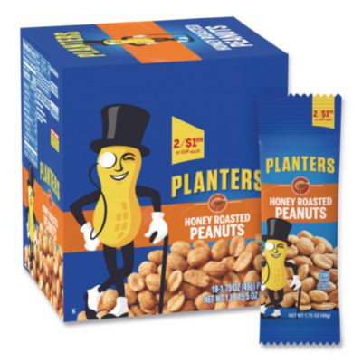 Planters Honey Roasted Peanuts, 1.75 oz Tube, 18/Box (20900625)