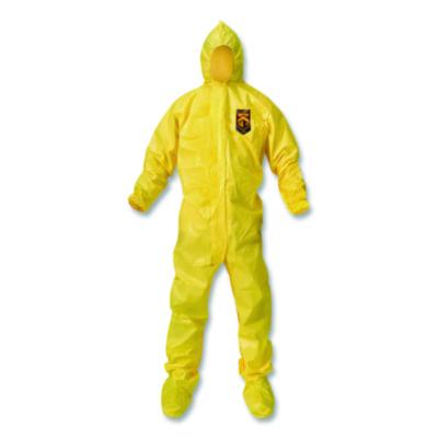 KleenGuard A70 Chemical Spray Protection Coveralls, Elastic Wrists, Ankles, Hood and Boots, 2X-Large, Yellow, 12/Carton (00685)