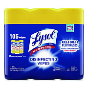 LYSOL Brand Disinfecting Wipes, 1-Ply, 7 x 7.25, Lemon and Lime Blossom, White, 35 Wipes/Canister, 3 Canisters/Pack, 4 Packs/Carton (82159CT)