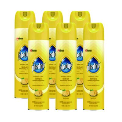 Pledge Furniture Polish, Lemon, 9.7 oz Aerosol Spray, 6/Carton (336298)
