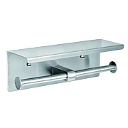 Alpine Industries Double Post Toilet Paper Holder with Shelf Storage Rack, 3.87 x 10.5 x 3.95, Brushed Stainless Steel (ALP487B)