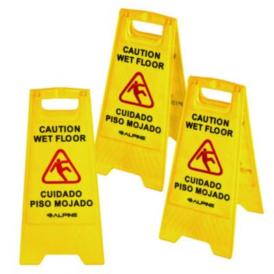 Alpine Industries Bilingual Caution Wet Floor Sign, 11.8 x 0.7 x 24.6, Yellow, 3/Carton (ALP4993)