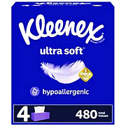Kleenex Ultra Soft Facial Tissue, 3-Ply, White, 120 Sheets/Box, 4 Boxes/Pack, 6 Packs/Carton (54315)