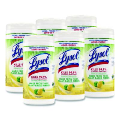 LYSOL Brand Disinfecting Wipes II Fresh Citrus, 1-Ply, 7 x 7.25, White, 70 Wipes/Canister, 6 Canisters/Carton (49128CT)