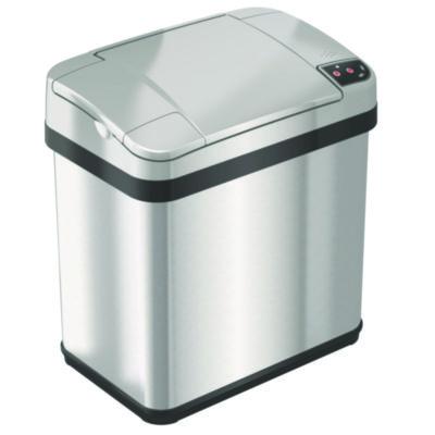 HLS Commercial Rectangular Sensor Trash Can, 2.5 gal, Plastic, Silver (HLS02SS)