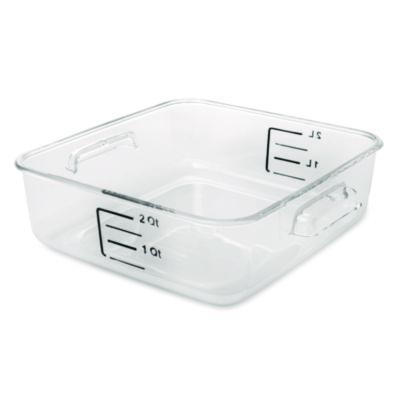 Rubbermaid Commercial SpaceSaver Square Containers, 2 qt, 8.8 x 8.75 x 2.7, Clear, Plastic (6302CLE)