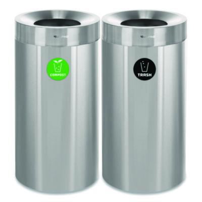 Alpine Industries 27 Gallon Stainless Steel Compost Bin and Trash Can, Brushed Stainless Steel (ALP47527COT)