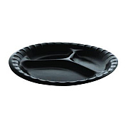 Pactiv Evergreen Placesetter Deluxe Laminated Foam Dinnerware, 3-Compartment Plate, 9" dia, Black, 200/Carton (YCI81113)