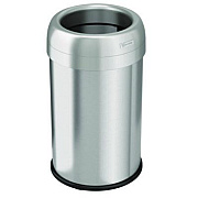 HLS Commercial Open Top Trash Can, 13 gal, Plastic/Stainless Steel, Silver (HLS13STR)
