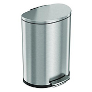 HLS Commercial Step Pedal Trash Can, 13 gal, Half-Round Plastic/Stainless Steel, Silver (HLSS13D)