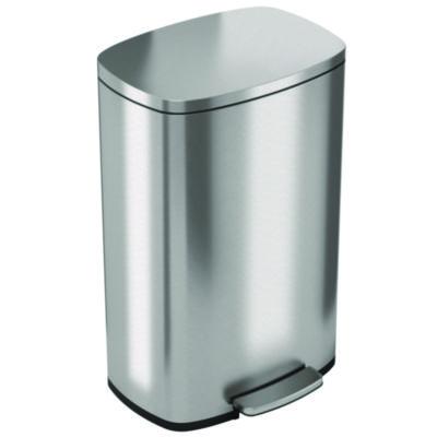 HLS Commercial Step Pedal Trash Can, 13 gal, Plastic/Stainless Steel, Silver (HLSS13R)