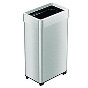 HLS Commercial Open Top Trash Can with Wheels, 18 gal, Plastic Stainless Steel, Silver (HLS18UOTM)