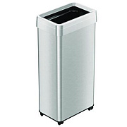HLS Commercial Open Top Trash Can with Wheels, 21 gal, Plastic/Stainless Steel, Silver (HLS21UOTM)