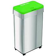 HLS Commercial Open Top Compost Bin with Wheels and Color-Coded Lid, 21 gal, Plastic/Stainless Steel, Silver/Green (HLS21UOTMCOP)