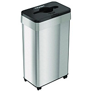 HLS Commercial Open Top Trash Bin with Wheels and Color-Coded Lid, 21 gal, Plastic/Stainless Steel, Silver/Black (HLS21UOTMTRS)