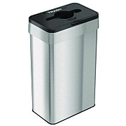 HLS Commercial Open Top Trash Can with Color-Coded Lid, 21 gal, Plastic/Stainless Steel, Silver/Black (HLS21UOTTRS)