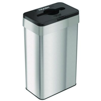 HLS Commercial Open Top Trash Can with Color-Coded Lid, 21 gal, Plastic/Stainless Steel, Silver/Black (HLS21UOTTRS)