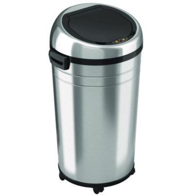 HLS Commercial Extra-Large Sensor Trash Can with Wheels, 23 gal, Plastic/Stainless Steel, Silver/Black (HLS23RC)