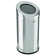 HLS Commercial Beveled Open Top Trash Can, 15 gal, Stainless Steel, Silver (HLSC04G15A)