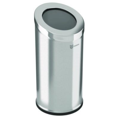 HLS Commercial Beveled Open Top Trash Can, 15 gal, Stainless Steel, Silver (HLSC04G15A)