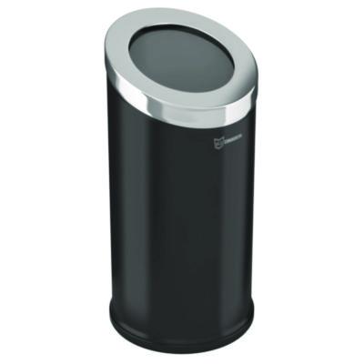 HLS Commercial Beveled Open Top Trash Can, 15 gal, Stainless Steel, Black (HLSC04G15B)