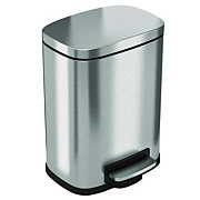 HLS Commercial Step Pedal Trash Can, 1.3 gal, Plastic/Stainless Steel, Silver (HLSS01R)
