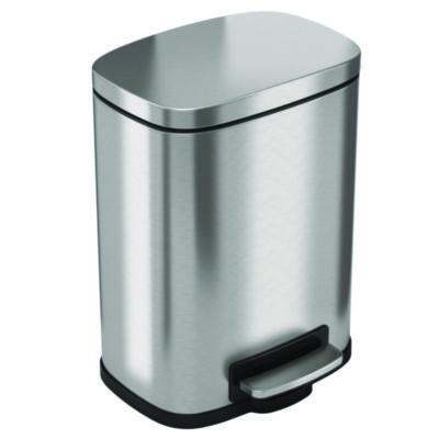 HLS Commercial Step Pedal Trash Can, 1.3 gal, Plastic/Stainless Steel, Silver (HLSS01R)