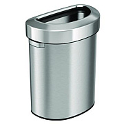 HLS Commercial Open Top Trash Can, Half-Round, 18 gal, Plastic/Stainless Steel, Silver (HLS18DOT)