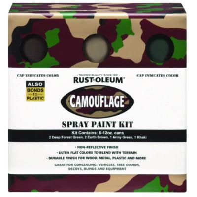 Rust-Oleum Camouflage 2X Ultra Cover Assorted Spray Paint Kit, Assorted Colors, 12 oz Aerosol Can, 6/Carton (269038)