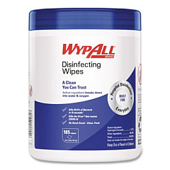 WypAll Disinfecting Wipes, 1-Ply, 5.16 x 8.5, Fresh Scent, White, 185 Sheets/Canister, 3 Canisters/Carton (54481)