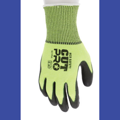 MCR Safety Cut Pro 9277PU Gloves, 10" Long, Medium, Black/Lime, 12 Pairs (9277PUM)