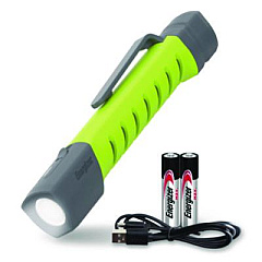 Energizer Pro Series Inspection Light, Rechargeable Lithium Ion Battery/2 AAA Batteries (Included), Gray/Green (ENYPHH22)