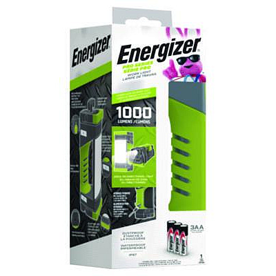 Energizer Pro Series Work Light, Rechargeable Lithium Ion Battery/3 AA Batteries (Included), Gray/Green (ENYPWL31)
