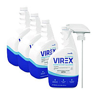 Diversey Virex All-Purpose Disinfectant Cleaner, Lemon Scent, 32 oz Spray Bottle, 4/Carton (CBD540540)