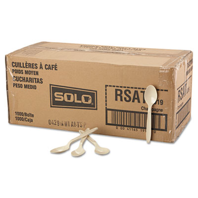 SOLO Reliance Mediumweight Cutlery, Spoon, Plastic, Champagne, 1,000/Carton (RSAT)