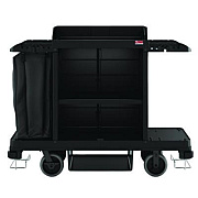 Suncast Commercial Standard Housekeeping Cart, Plastic, 1 Shelf, 24" x 62.13" x 49.75", Black (HKC1000)
