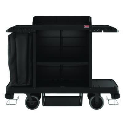 Suncast Commercial Standard Housekeeping Cart, Plastic, 1 Shelf, 24" x 62.13" x 49.75", Black (HKC1000)