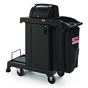 Suncast Commercial High Security Housekeeping Cart, Plastic, 1 Shelf, 3 Bins, 23.19 x 53.23 x 53.02, Black (CCH255A)