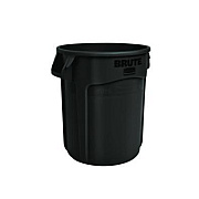 Rubbermaid Commercial Vented Round Brute Container, 32 gal, Plastic, Black, 6/Carton (1867531CT)