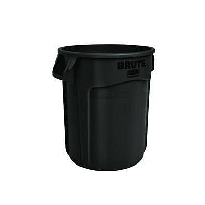 Rubbermaid Commercial Vented Round Brute Container, 32 gal, Plastic, Black, 6/Carton (1867531CT)